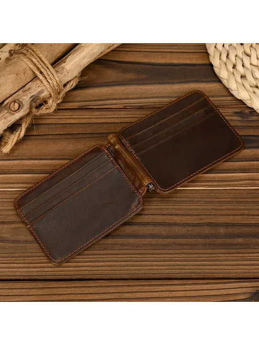 Luufan Бумажник визитница из натуральной кожи A-light brown1, коричневый, фото 7
