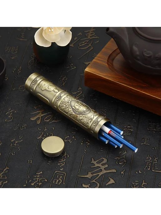 Нет бренда Металлический портсигар Будда Golden Buddha, Бронзовый дракон, фото 3