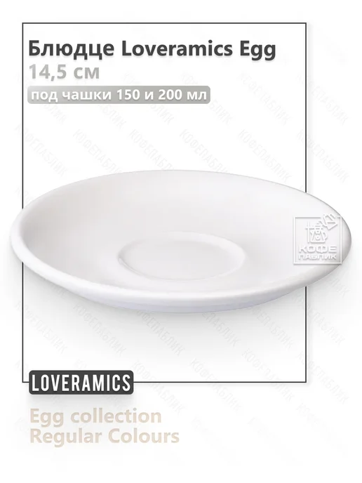LOVERAMICS Блюдце под чашки 150 и 200 мл Egg, 14,5 см, фарфор, White, 200 мл