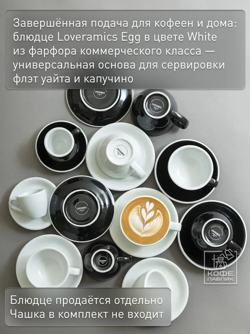 LOVERAMICS Блюдце под чашки 150 и 200 мл Egg, 14,5 см, фарфор, White, 200 мл, фото 3