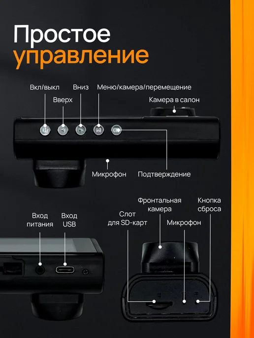 МОДН МАРКЕТ Видеорегистратор для автомобиля 3 в 1, WiFi, черный, фото 8