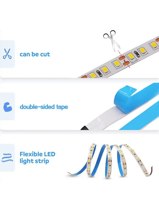 HICCIN Светодиодная лента 12В 2835 60 120 LED м 1 2 3 4 5 м, 5 м, фото 5