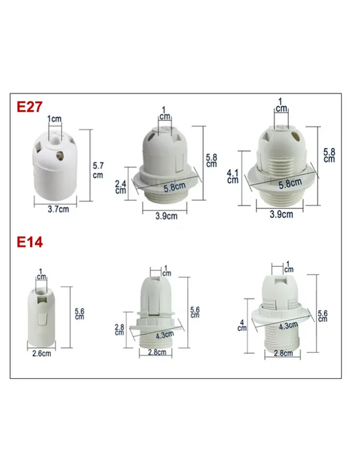 Нет бренда Патрон для светодиодной лампы E14 E27 Белый, A white e27, 5p, 5 шт, белый, фото 3