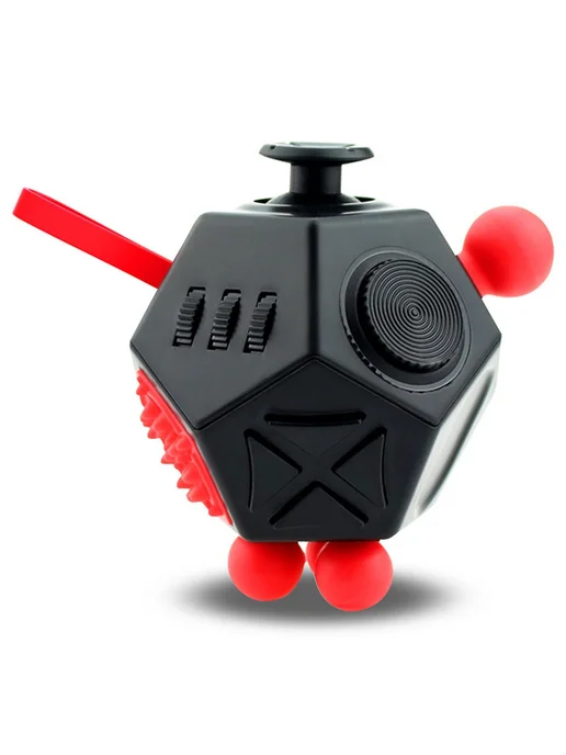 Антистресс Fidget Cube 2.0, 12 граней, черный красный, черный