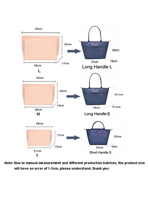 HHYUKIMI Фетровая сумка-вставка Longchamp A style, розовый, фото 3