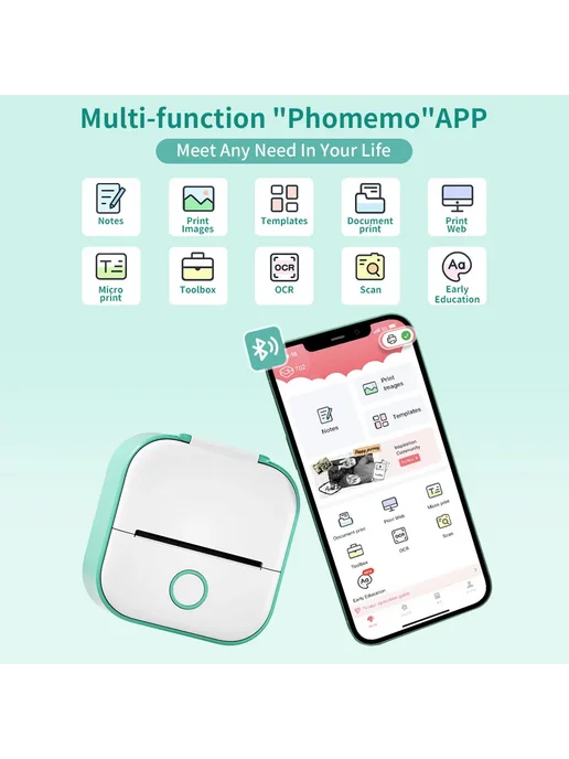Phomemo Термальный принтер T02 Розовый, Pink Printer, розовый, фото 3