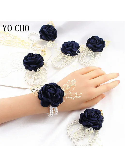 YO CHO Шелковый браслет с розой и жемчугом Bracelet-A, красный, фото 4