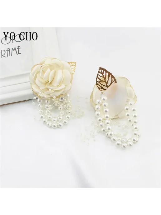 YO CHO Шелковый браслет с розой и жемчугом Bracelet-A, красный, фото 6