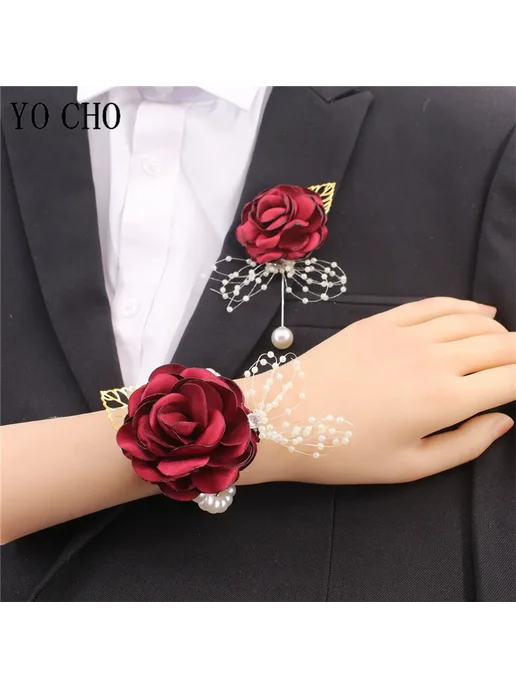 YO CHO Свадебный шелковый браслет с жемчугом corsage-C, вариант, фото 2