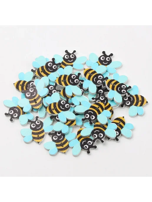 BaoQian Деревянные пуговицы пчелки 20x22mm, 20 шт, 20 шт, фото 5