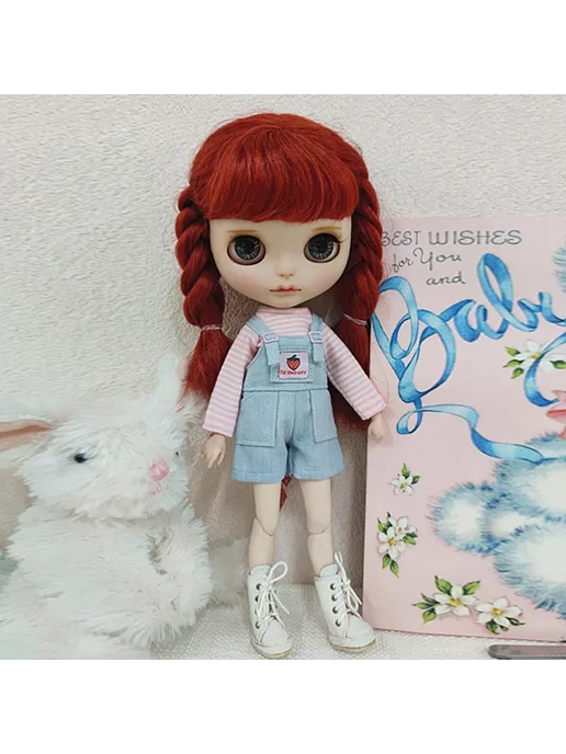 XiDonDon Джинсовые комбинезончики для кукол Blythe, Ob24, Ker, Momoko, синий, фото 7