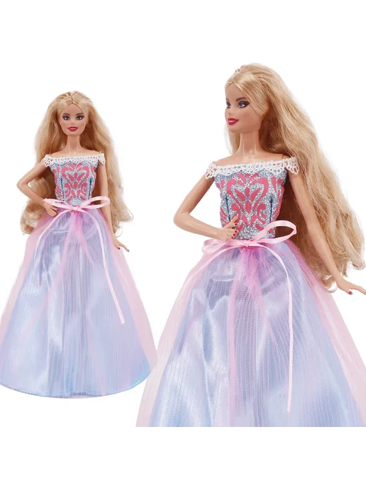 luckdoll Платье для куклы Barbie розовое, L546, розовый