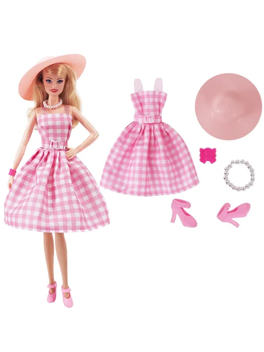 luckdoll Платье для куклы Barbie розовое, L546, розовый, фото 3