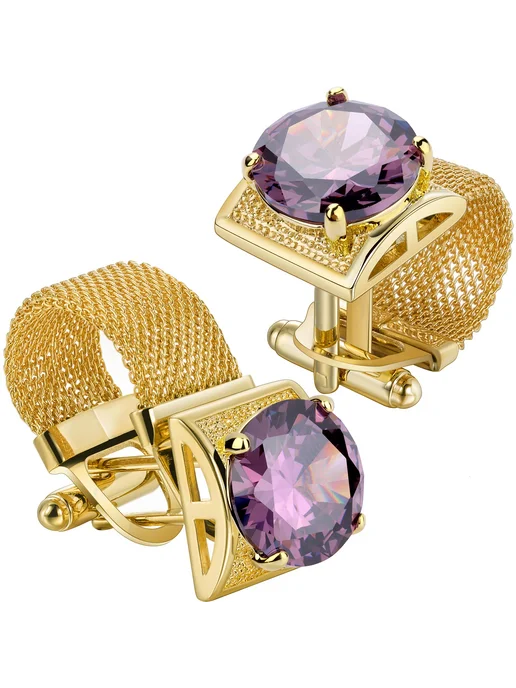 HAWSON Запонки из горного хрусталя February-amethyst, фиолетовый