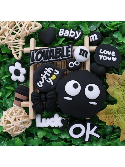 Нет бренда Подвеска на обувь "Love You" темно-синяя, черный, фото 5