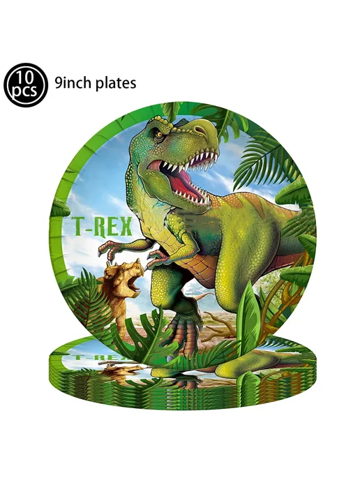 Нет бренда Картонные фигурки динозавров для торта plate-9inch, зеленый