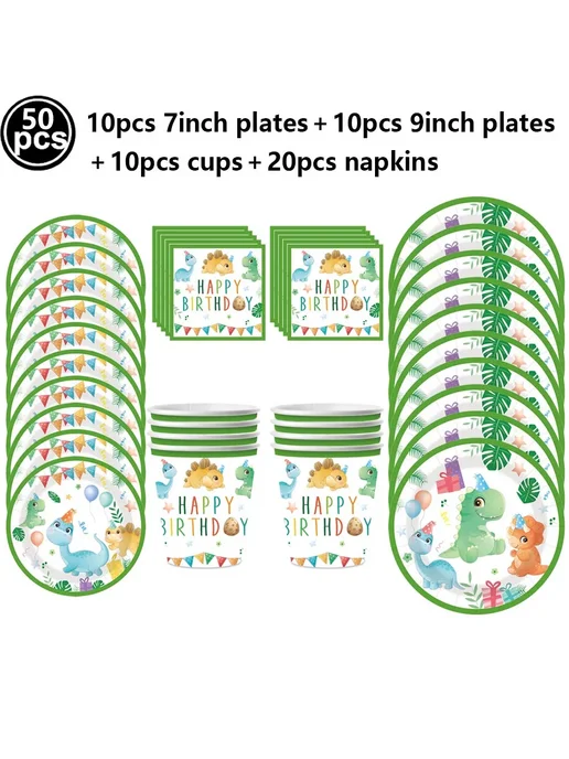 Нет бренда Картонные фигурки динозавров для торта plate-9inch, зеленый, фото 7