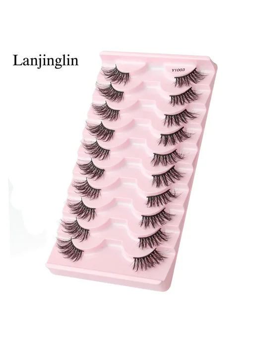 Lanjinglin Ресницы накладные Y1002, розовые, 10 пар, розовый, фото 4