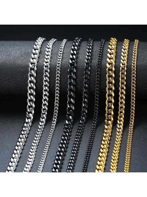 Mprainbow Кубинская цепочка из нержавеющей стали 11mm Silver Cuban, 60, серебристый, фото 6