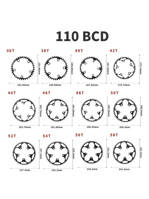 VXM Звездочка велосипедная 110BCD, 48T, черная, черный, фото 2