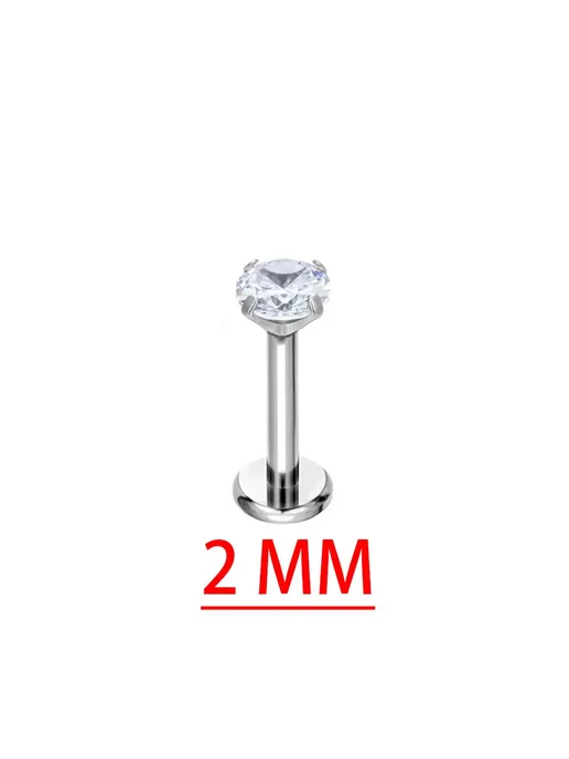 Кольцо для пирсинга губ, титан G23, цирконий 1.0x5mm, Four C, титан