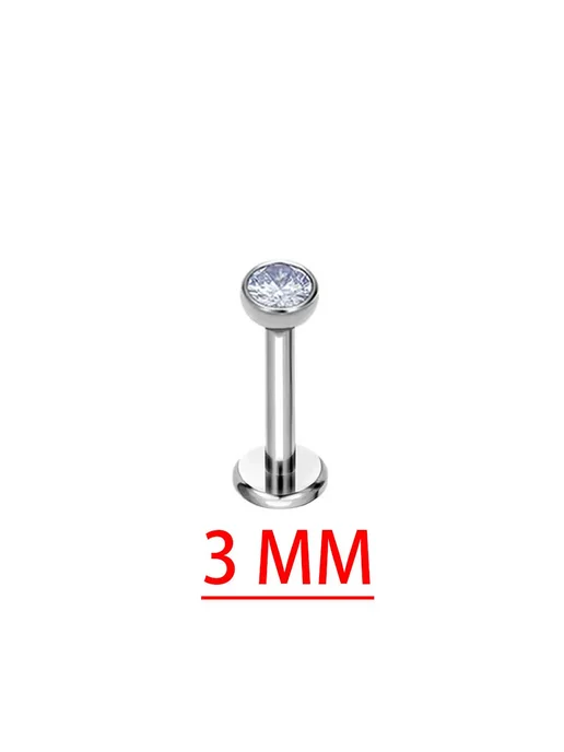 Титановый пирсинг губ с цирконием 2 мм, Cylinder 2mm, вариант