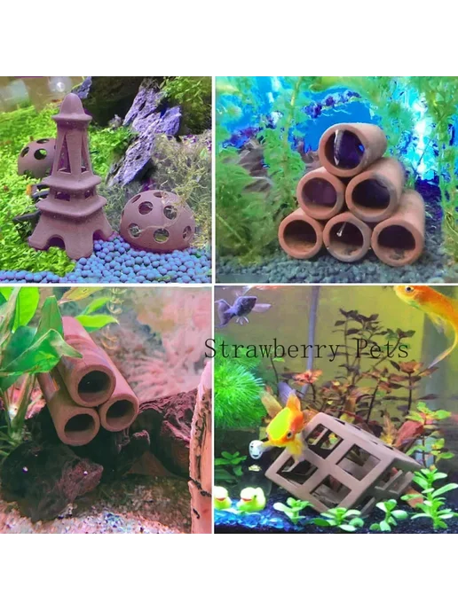 Zhiyang Керамическое укрытие для аквариума, Коричневый, 8x6.5x6.5 см, фото 6