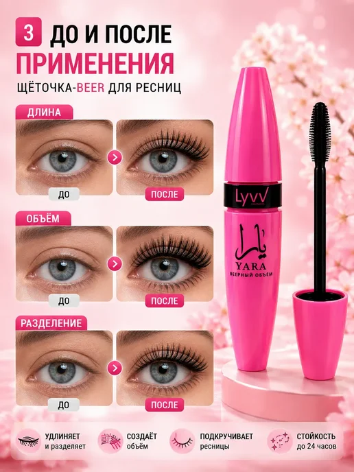 Тушь для ресниц для удлинения, черный, фото 4