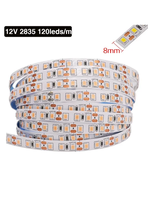 RGBCW Светодиодная лента 12В 2835 теплый белый 120led м, белый