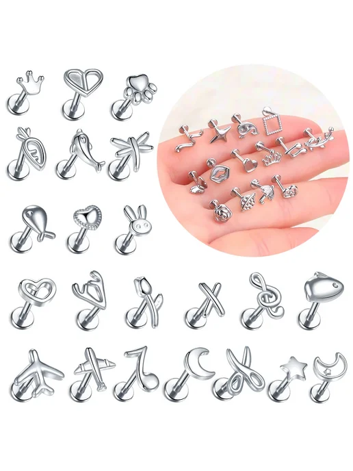 SWANJO Серьга-козельчик из нержавеющей стали, серый, Style 9, серый, фото 2