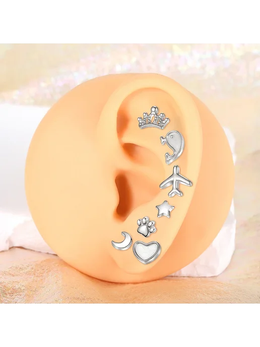 SWANJO Серьга-козельчик из нержавеющей стали, серый, Style 9, серый, фото 5