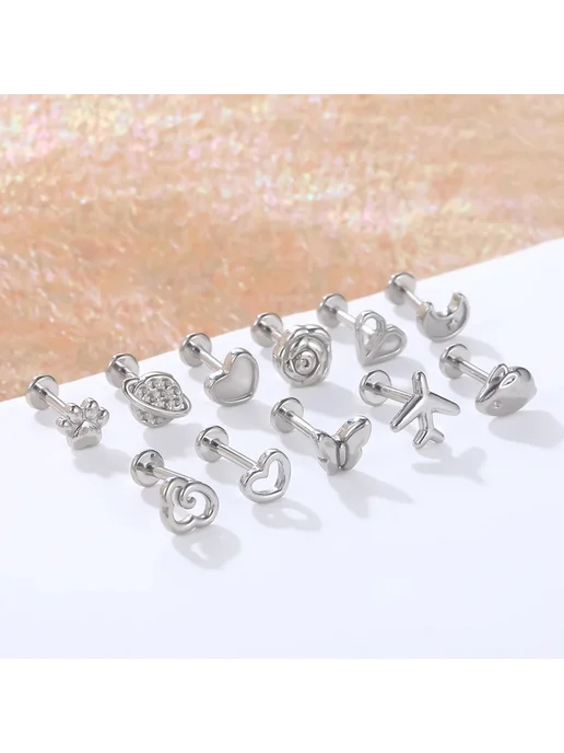SWANJO Серьга-козельчик из нержавеющей стали, серый, Style 9, серый, фото 7