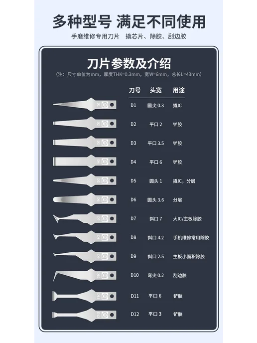Нет бренда Лезвие для шлифовки AMAOE D-D9, 43 мм, 2.5 мм, вариант, фото 5