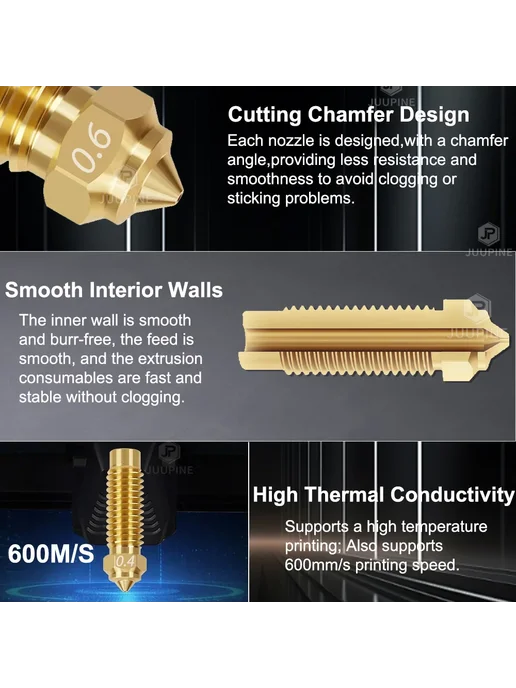 JUUPINE Насадки для Elegoo Neptune 2x brass, 3x hardened steel, фото 5