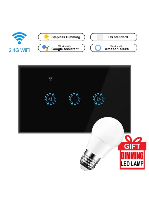 Нет бренда Умный диммер Wi-Fi, US standard black, черный