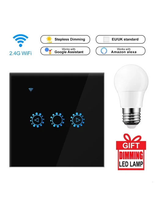 Нет бренда Умный диммер Wi-Fi, US standard black, черный, фото 3