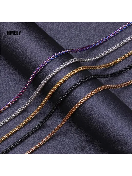 Нет бренда Мужское ожерелье из нержавеющей стали, 70см, Black, Width 6m, черный