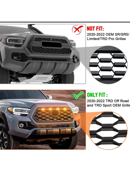 Gtinthebox Фонарь решетки Smoked Lens Amber для Toyota Tacoma TRD Sport, белый, фото 5