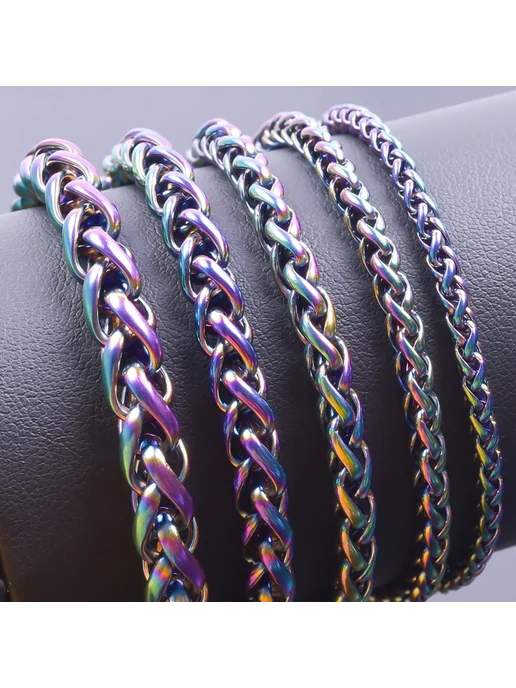 Нет бренда Цепочка из нержавеющей стали Rainbow Color 4mm 90cm, 90cm 3mm