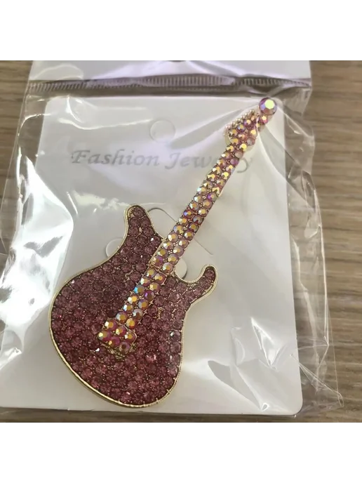 Нет бренда Брошь гитара с кристаллами, XZ0396-2, XZ0396-3