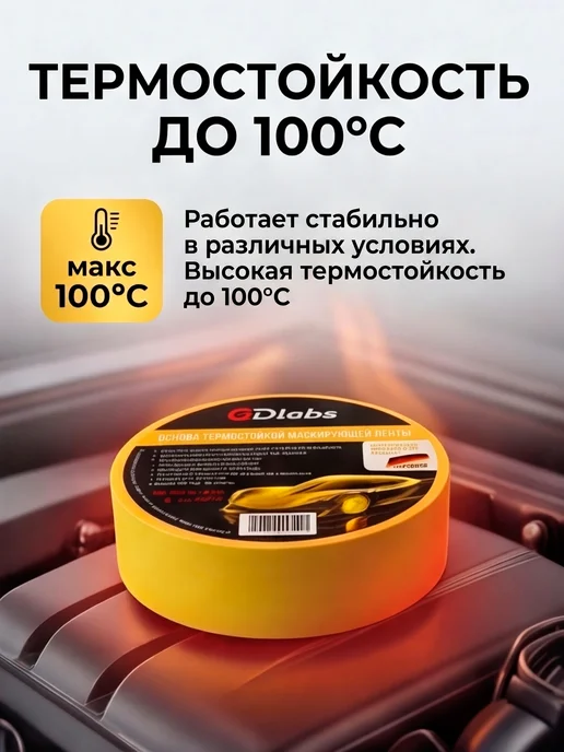 Малярный скотч термостойкий 36 мм (комплект 6 шт.), 6 шт, фото 4