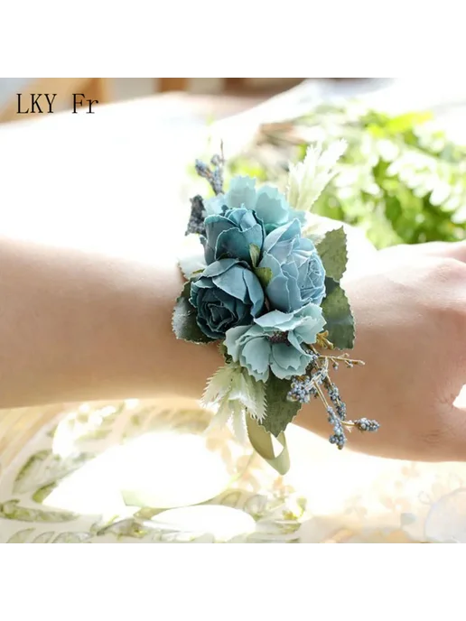 LKY Fr Свадебный корсаж из шелка Bracelet Dark Blue, синий