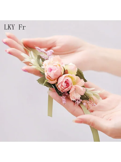 LKY Fr Свадебный корсаж из шелка Белый, Champagne Corsage, белый, фото 3