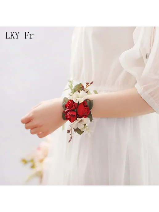 LKY Fr Свадебный корсаж из шелка Белый, Champagne Corsage, белый, фото 5