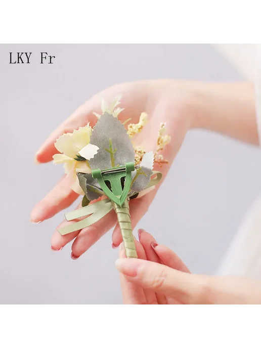 LKY Fr Свадебный корсаж из шелка Белый, Champagne Corsage, белый, фото 7