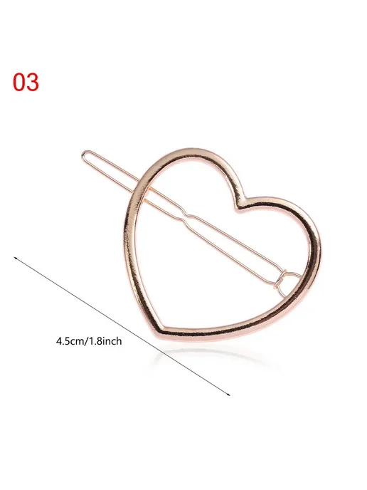 Розовая заколка для волос в форме сердца Golden heart, розовый