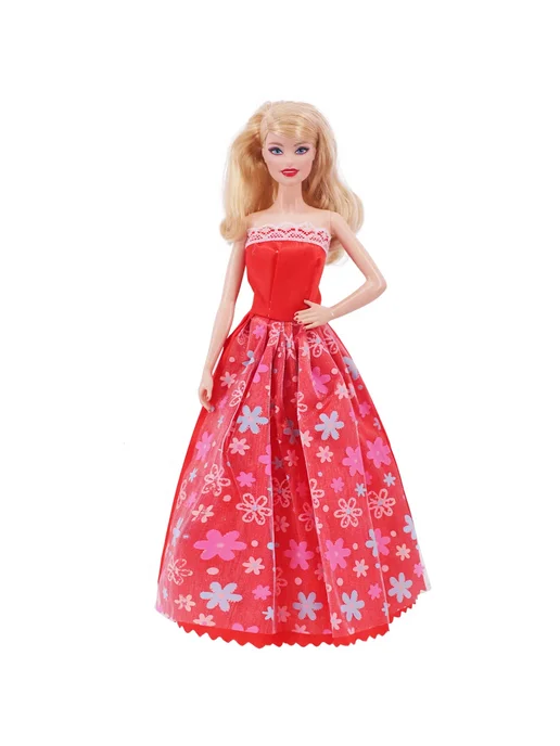 luckdoll Платье для куклы Barbie, красный цвет xm1110, красный