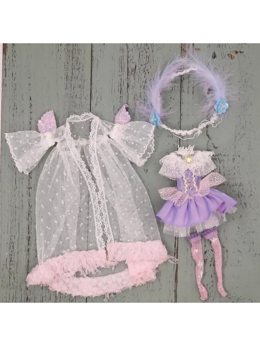 Нет бренда Костюм для куклы Blyth 1 6, розовый, A3, фиолетовый, сиреневый