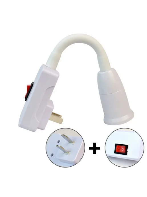 Адаптер для лампы с выключателем, 20 cm, US plug, белый, фото 3