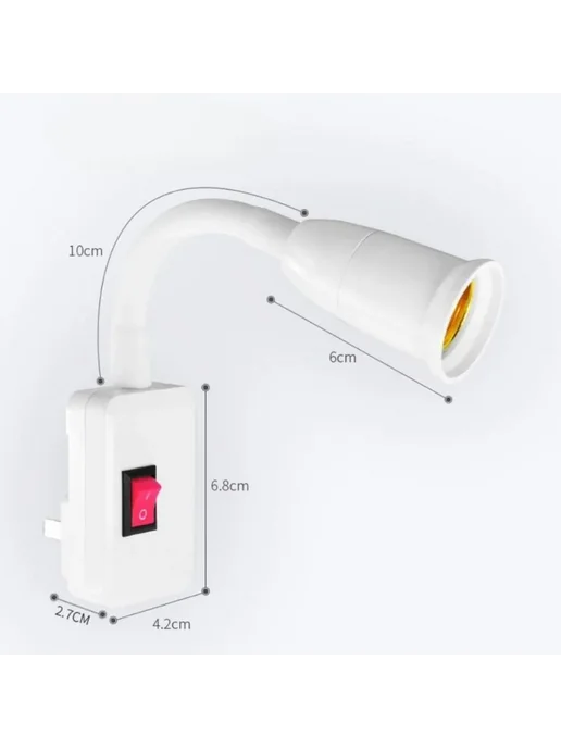 Адаптер для лампы с выключателем, 20 cm, US plug, белый, фото 4